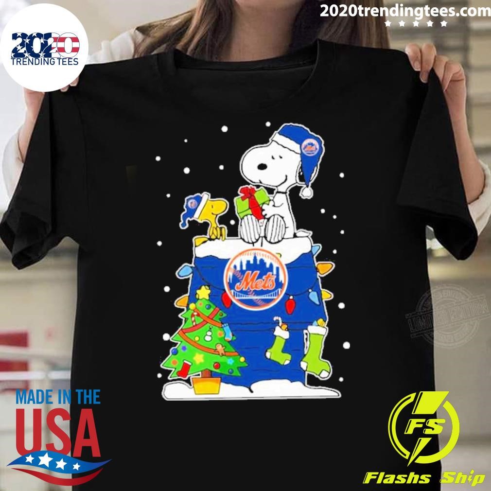 Original New York Mets Snoopy And Woodstock Merry Christmas 2024 T-Shirt