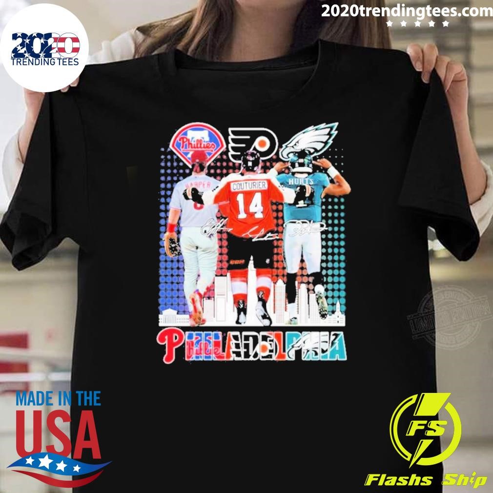 Original Philadelphia Sean Couturier, Bryce Harper And Jalen Hurts Signatures 2024 T-shirt