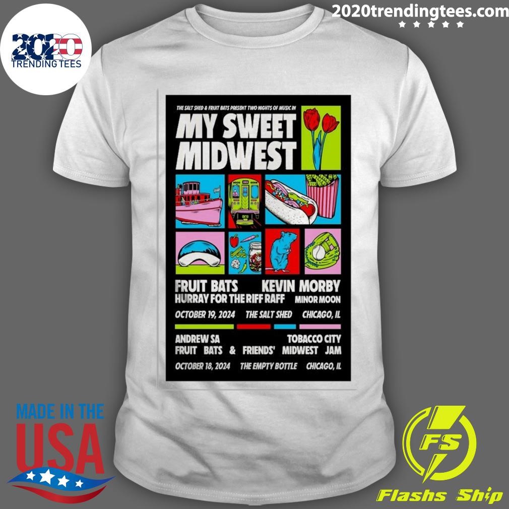 Original The Salt Shed & Fruit Bats My Sweet Midwest Oct 18-19 2024 in Chicago IL T-shirt