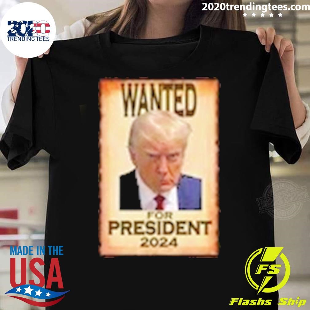 Original Trump Pumpkin Skull Halloween Spooky Squad Wanted For President 2024 T-Shirt