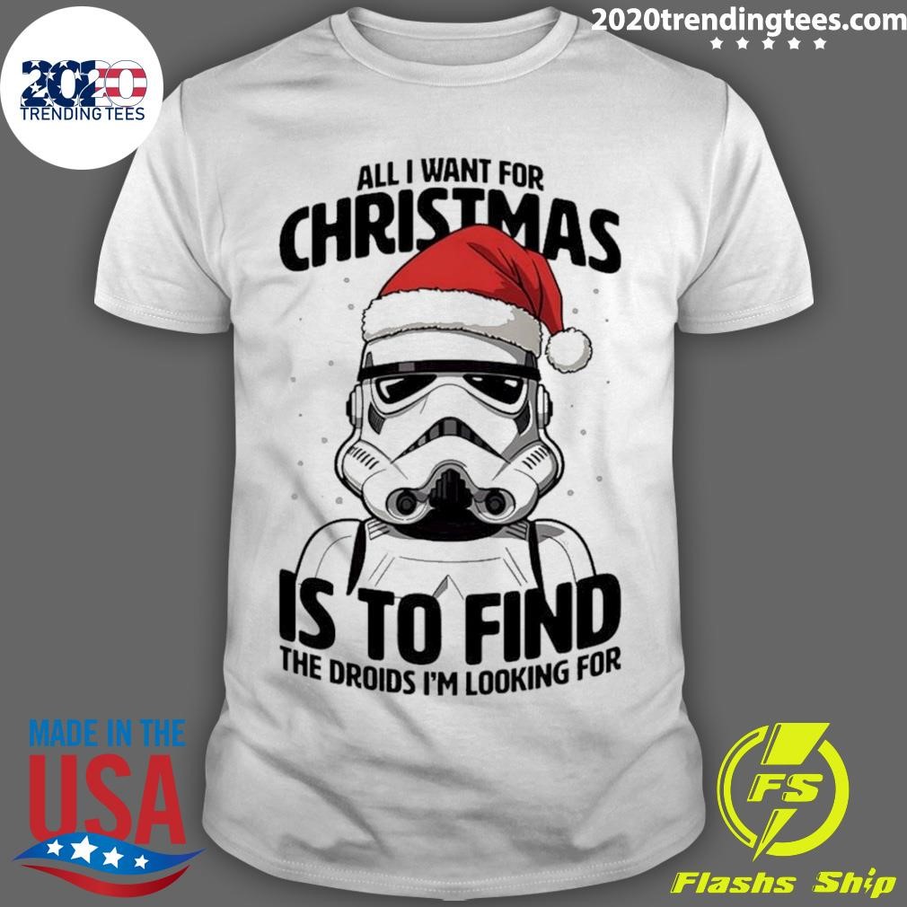 Premium All I Want For Christmas Is To Find Storm Trooper Santa Hat T-shirt