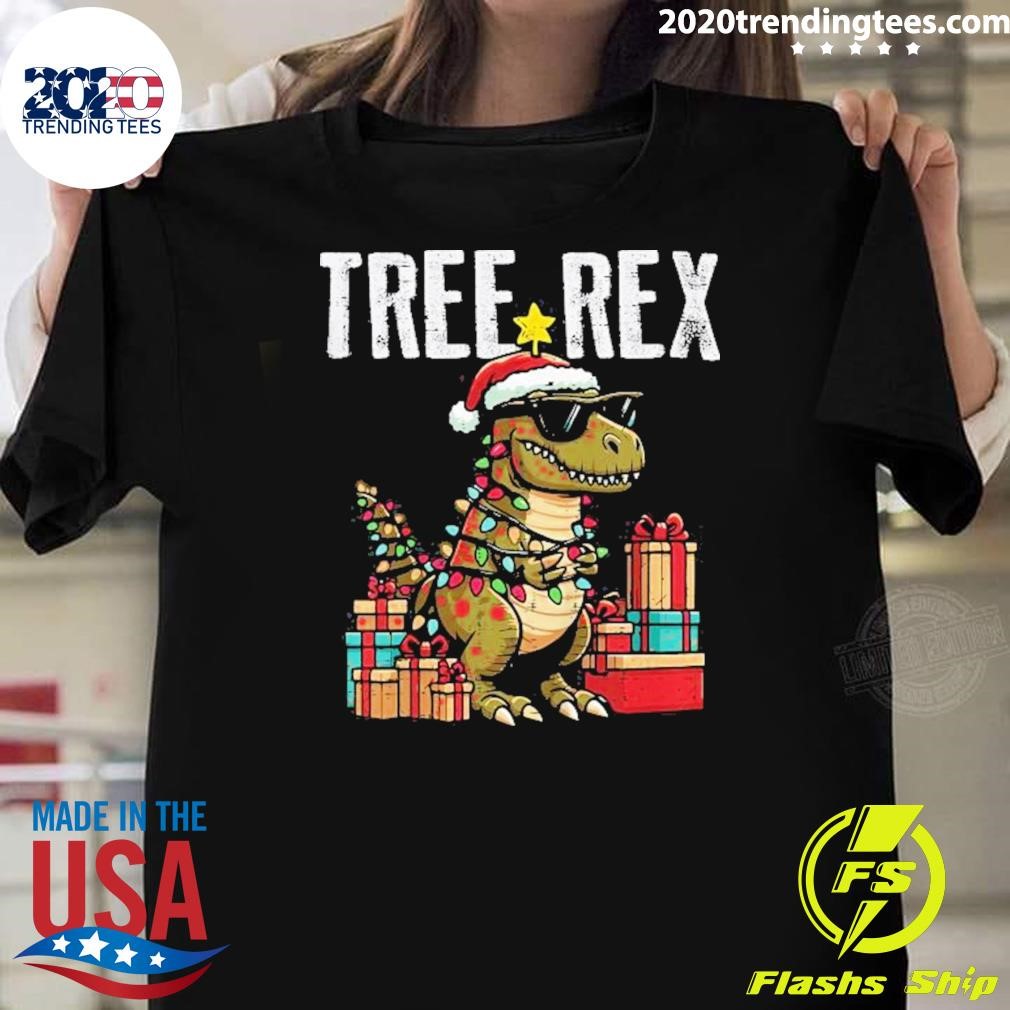 Premium Christmas Dinosaur Tree Rex Xmas Trex 2024 T-shirt