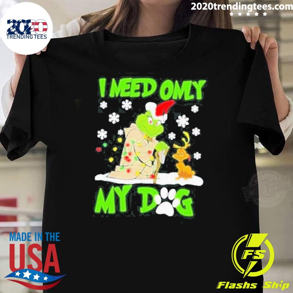 Premium Grinch Yoda I Need Only My Dog Christmas 2024 T-shirt