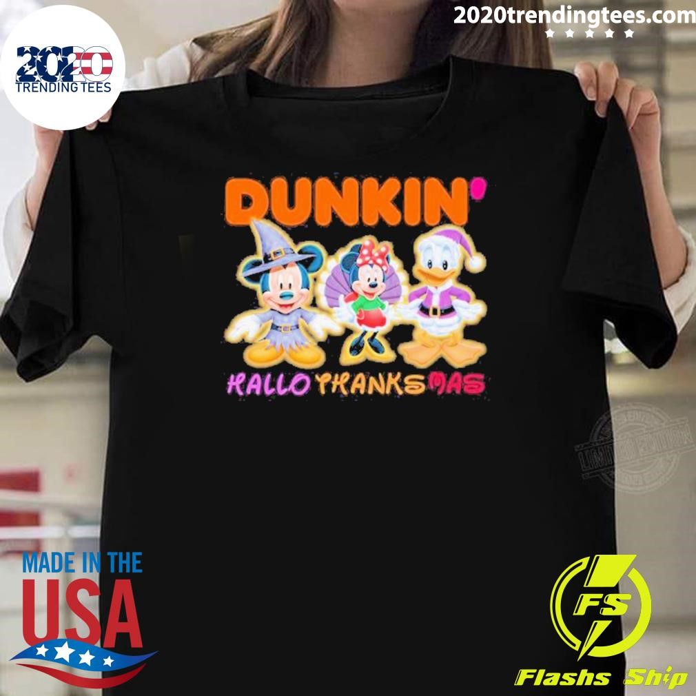 Premium Hallothanksmas Mickey And Minnie And Donald Duck Disney Dunkin’ 2024 T-shirt