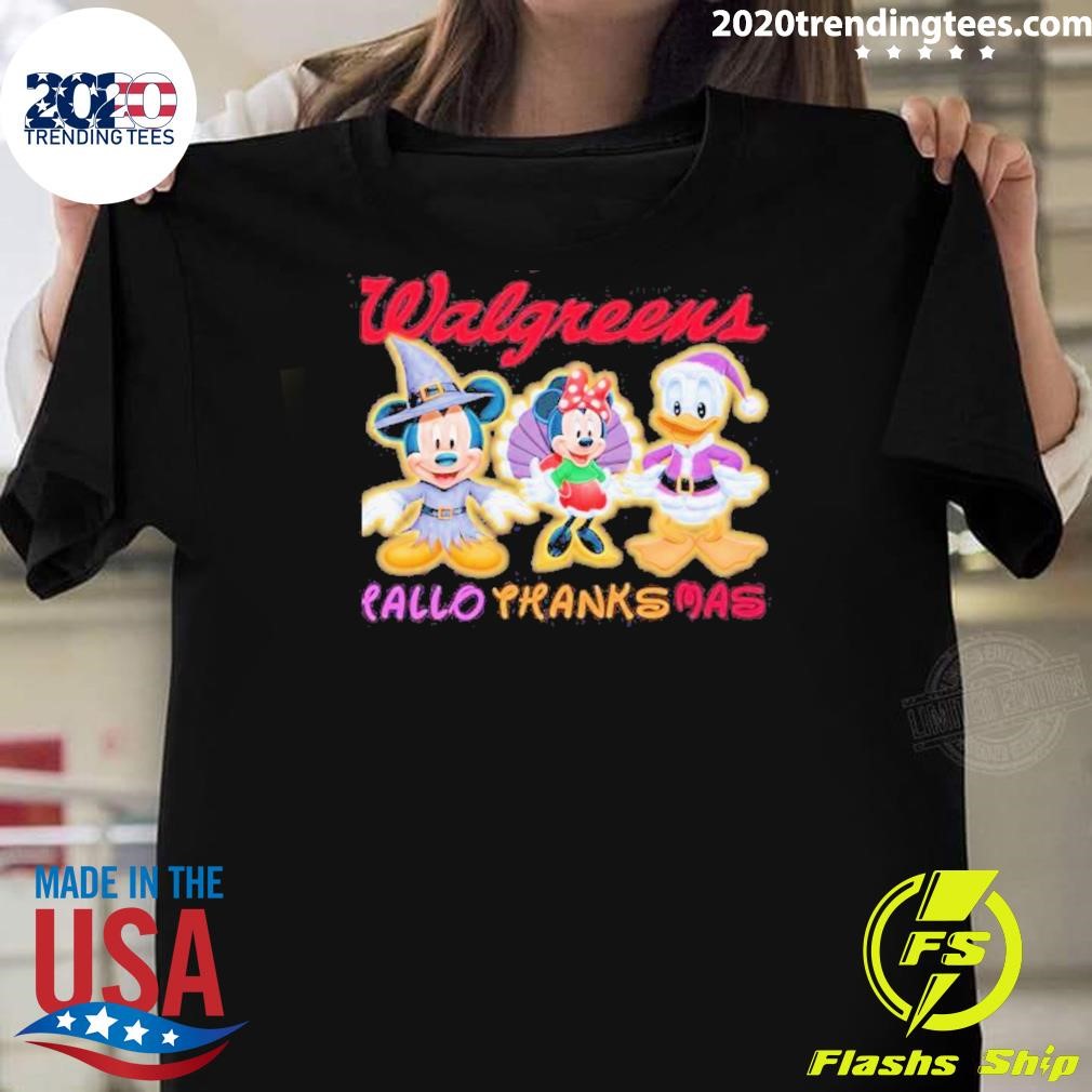 Premium Hallothanksmas Mickey And Minnie And Donald Duck Disney Walgreens 2024 T-shirt