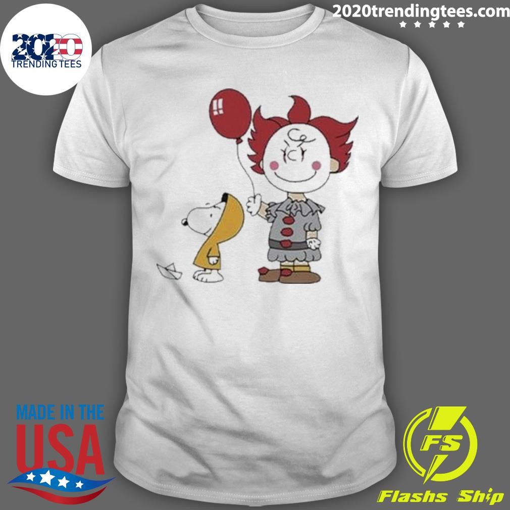 Premium It Pennywise Charlie Brown And Georgie Snoopy Stephen King T-Shirt