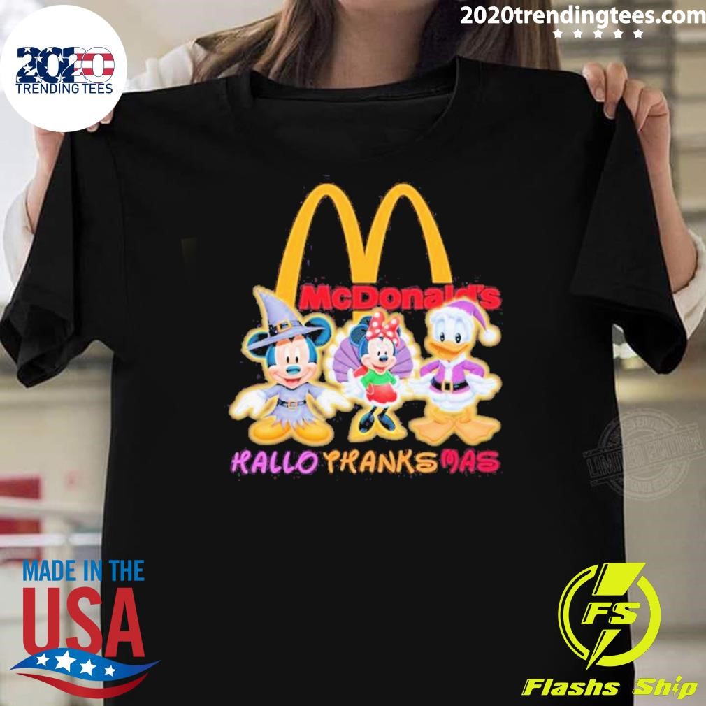 Premium Mcdonald’s Hallothanksmas Mickey And Minnie And Donald Duck Disney 2024 T-shirt