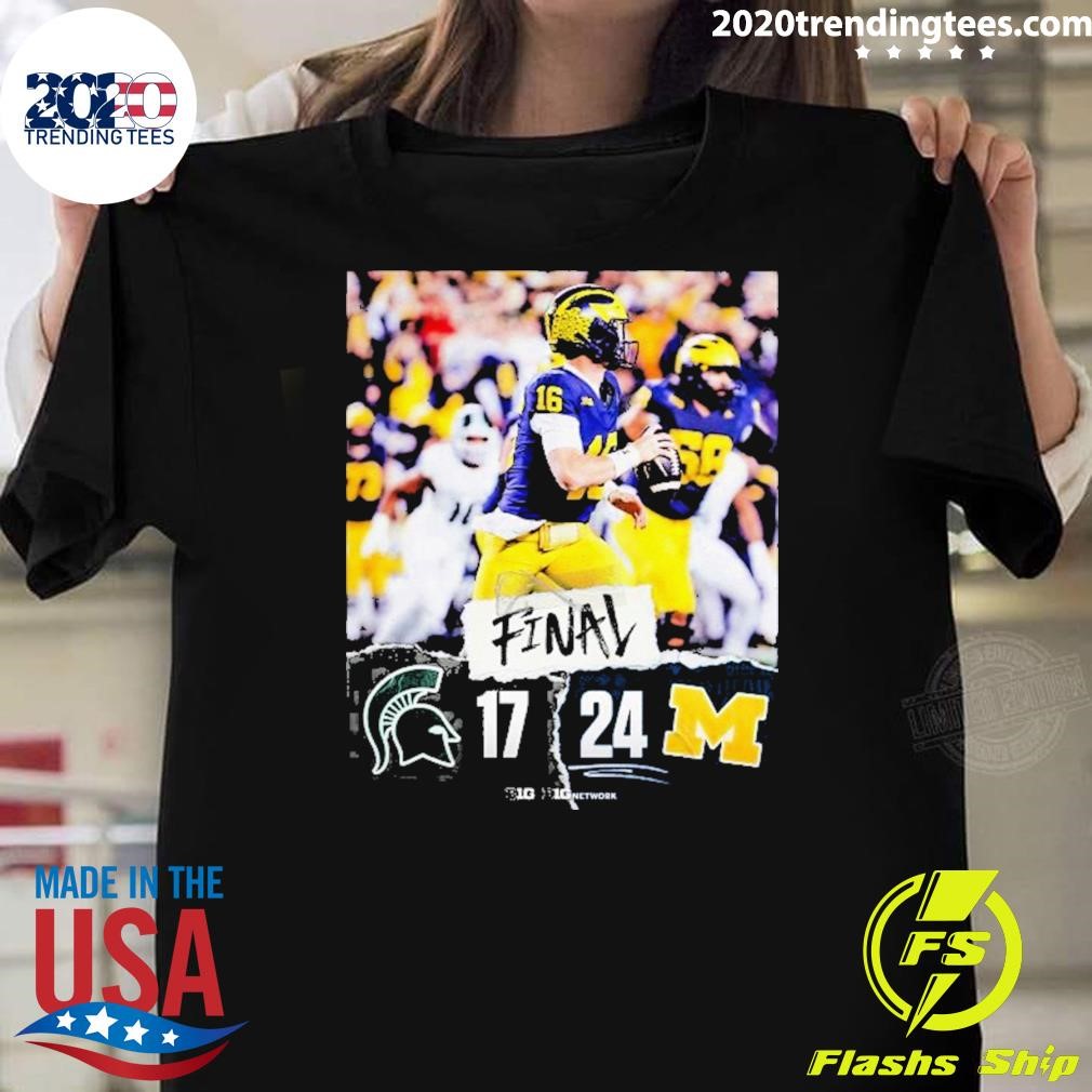 Premium Michigan Wolverines Win 24 17 Michigan State Spartans 2024 Big Ten Champions Final Score T-shirt