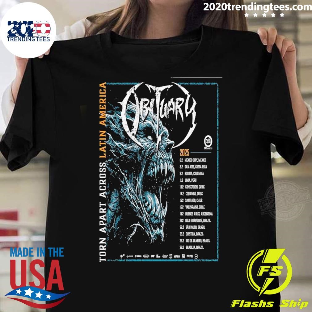 Premium Obituary Band Poster Dates Lists Tour Apart Across Latin America 2025 T-shirt