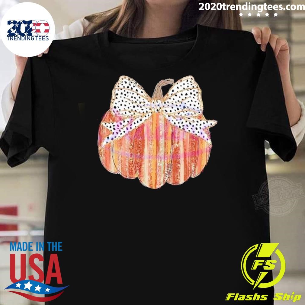 Premium Retro Vintage Colorful Coquette Gold Glitter Fall Pumpkin 2024 T-shirt