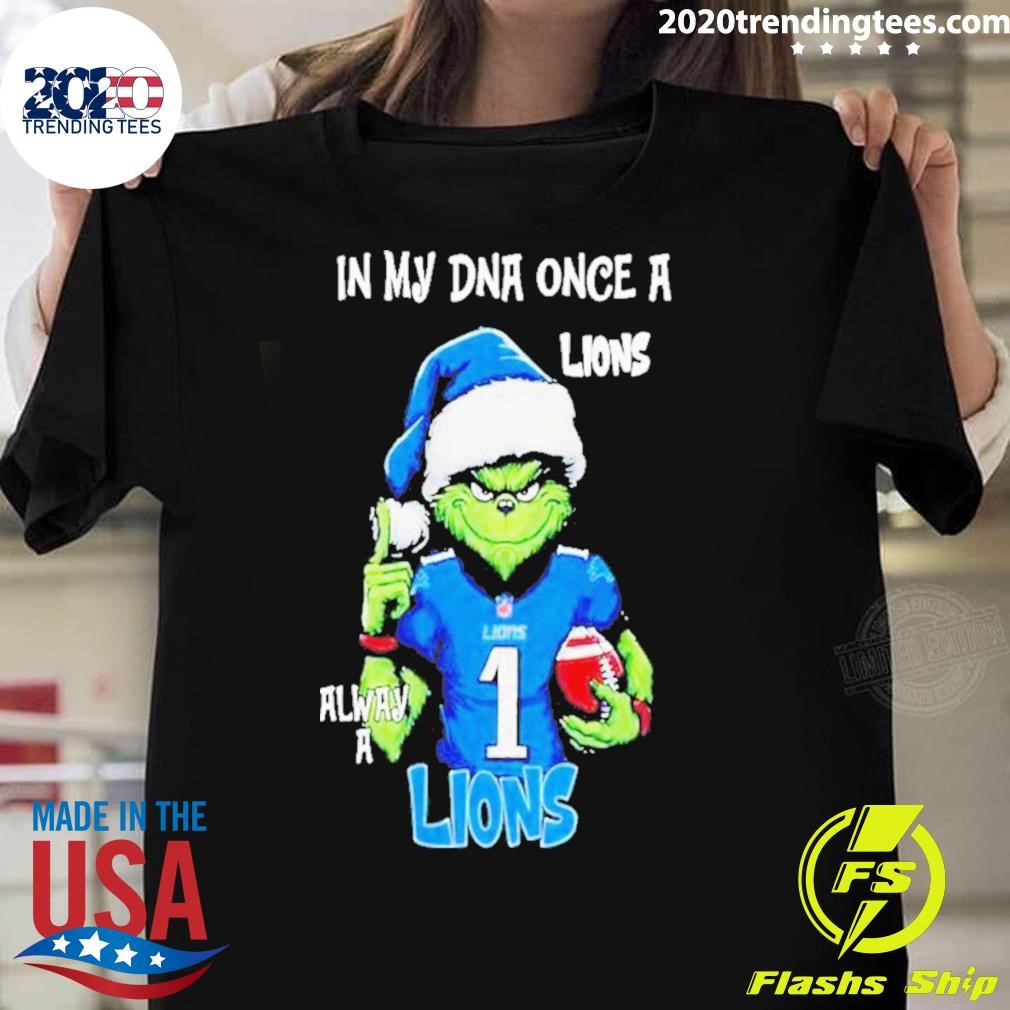 Premium Santa Grinch In My Dna Once A Detroit Lions NFL Christmas 2024 T-shirt