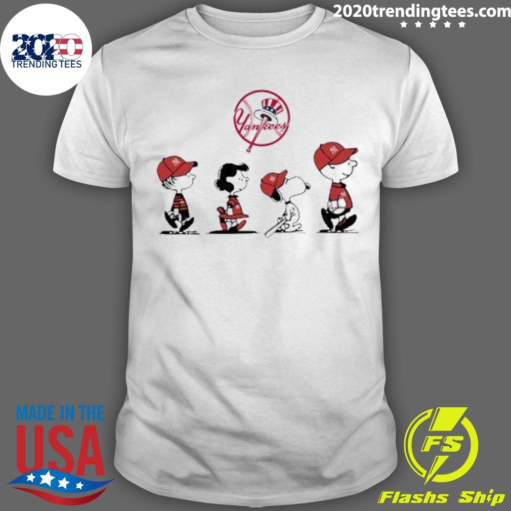 Premium The Peanuts Characters Walking New York Yankees Baseball 2024 T-Shirt