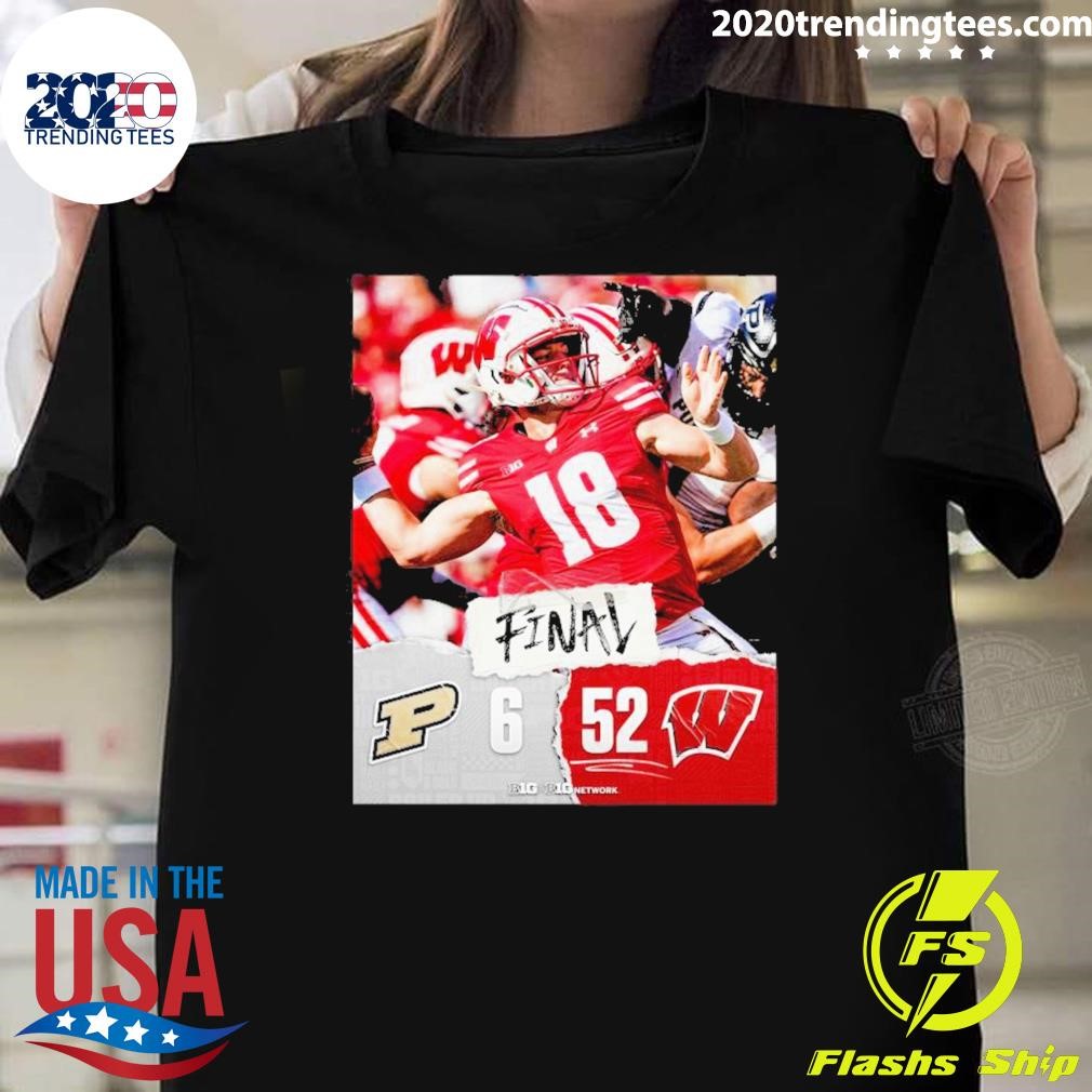 Premium Wisconsin Badgers Wins 52 6 Boilermakers Football 2024 Game Final Score T-Shirt