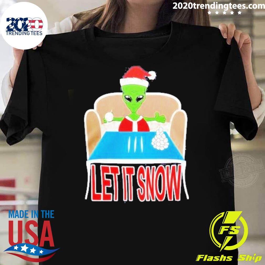 Top Alien Santa Let It Snow Merry Christmas 2024 T-shirt