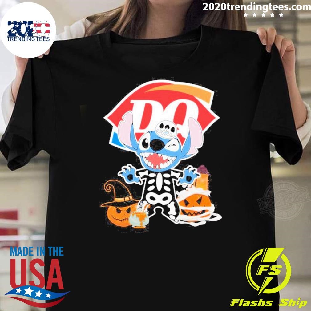 Top Baby Stitch Skeleton Pumpkin Dairy Queen Halloween 2024 T-shirt