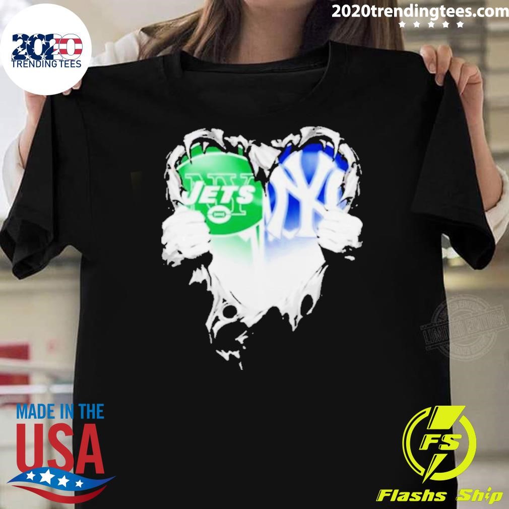 Top Blood Inside Heart New York Jets And New York Yankees T-shirt