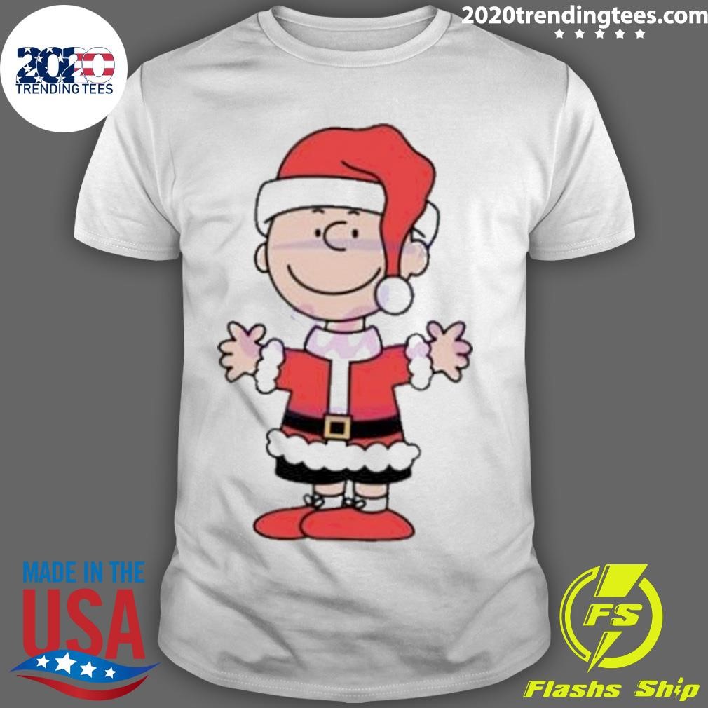 Top Christmas Peanuts Charlie Brown Santa Hat 2024 T-shirt