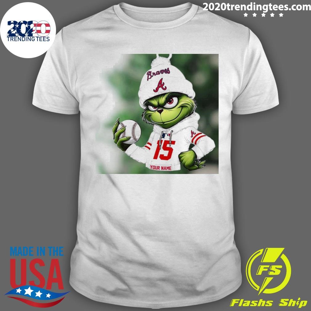 Top Grinch Atlanta Braves Mlb Custom Name Christmas 2024 T-shirt