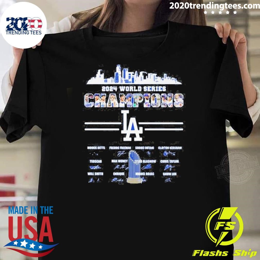 Top Los Angeles Dodgers 2024 World Series Champions Signatures T-shirt