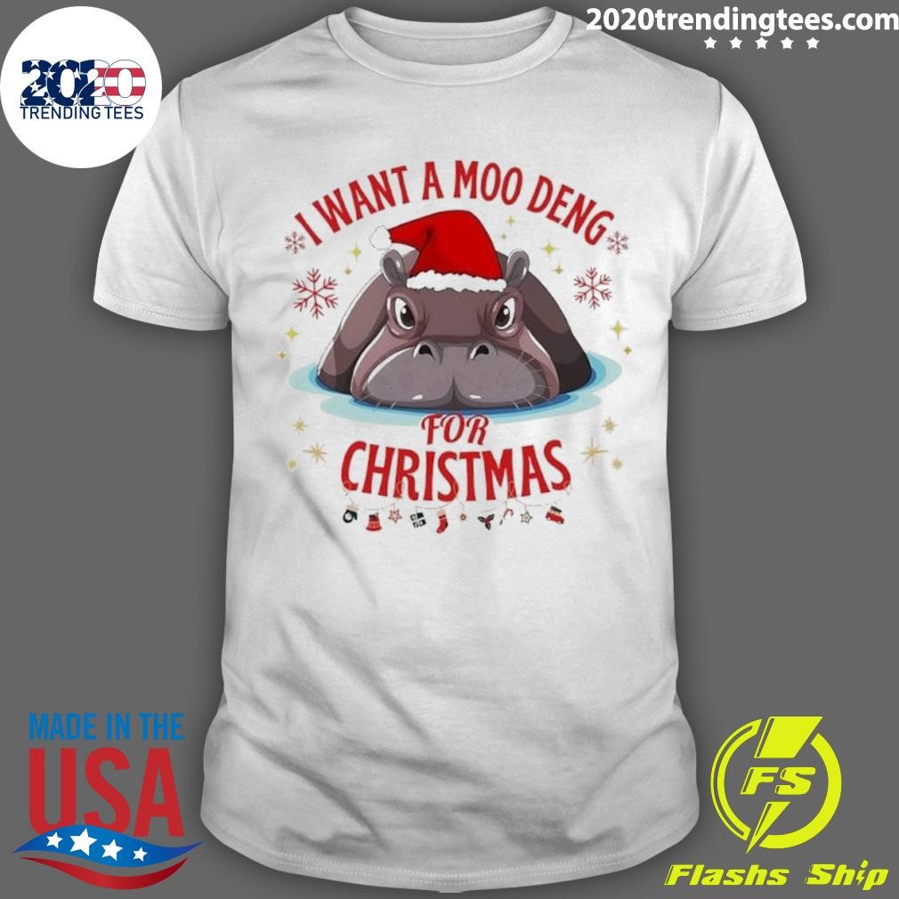 Top Moo Deng Christmas I Want A Moo Deng For Christmas 2024 Cute T-shirt