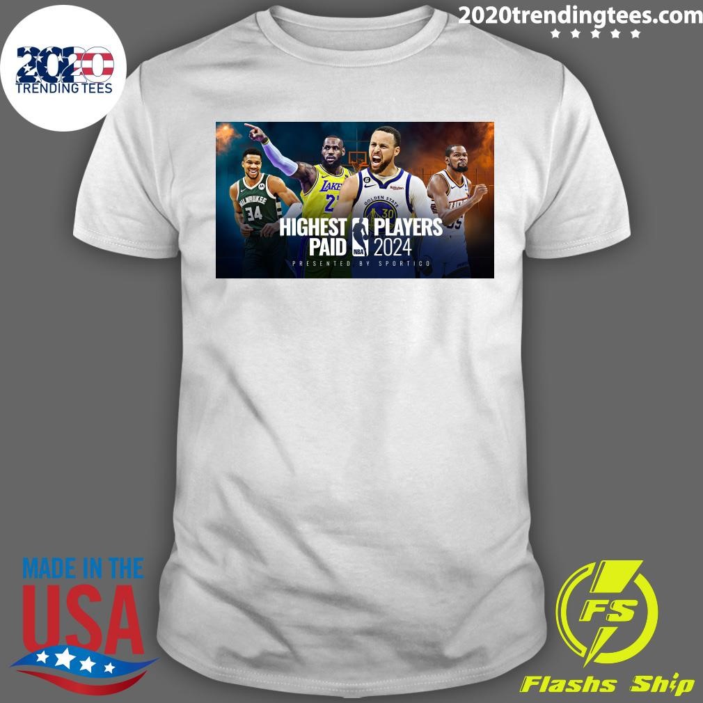 Top NBA Highest-Paid Players 2024-25 Curry Passes LeBron T-shirt