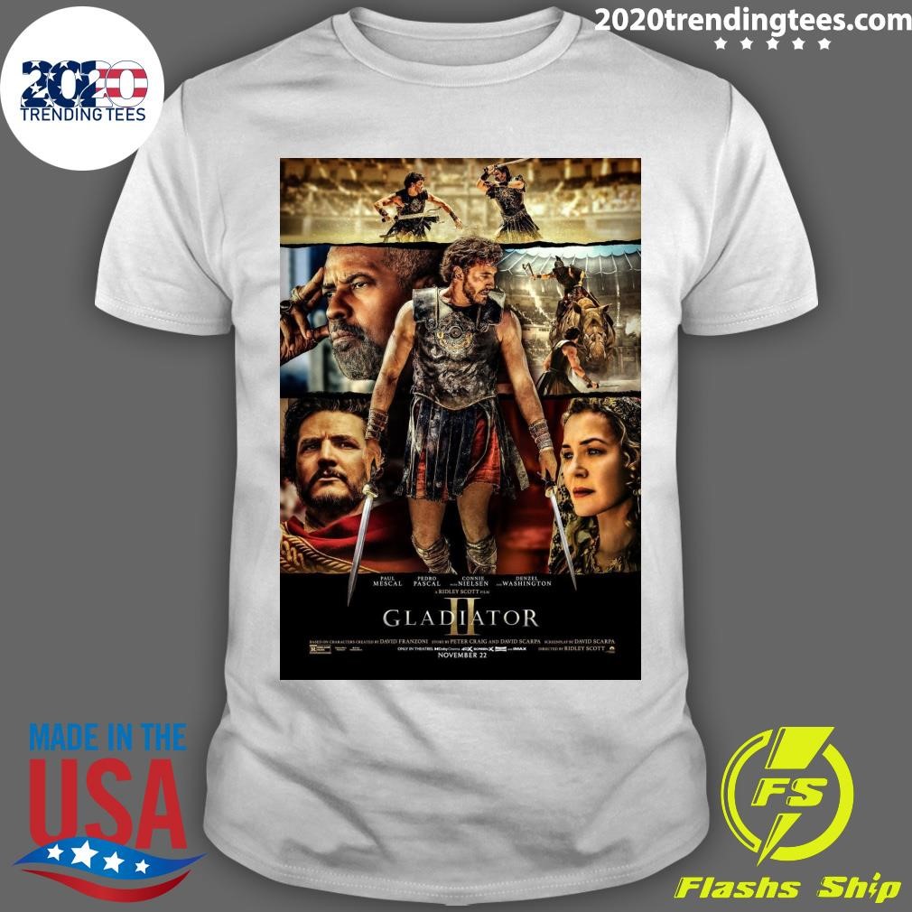 Top Paul Mescal Pedro Pascal Connie Nielsen Ridley Scott Film Denzel Washington Gladiator II T-shirt