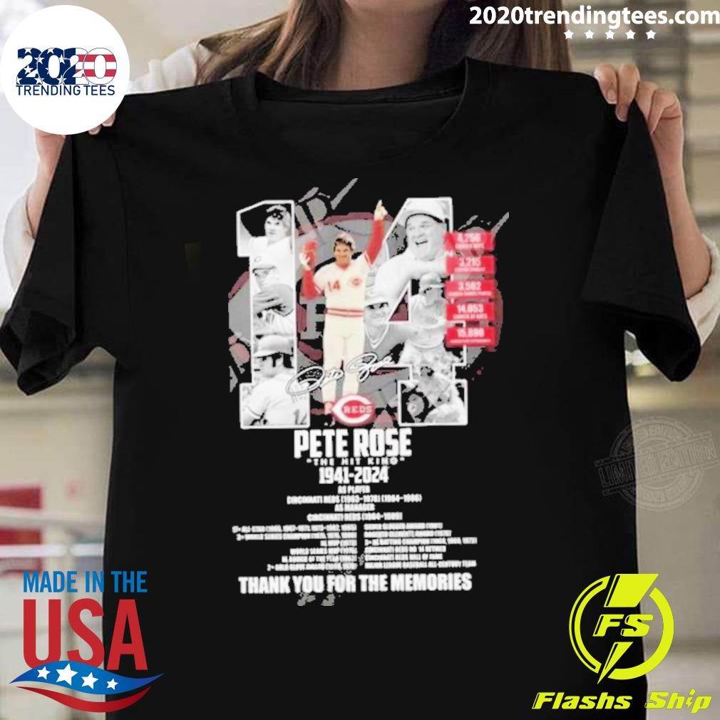 Top Pete Rose The Hit King 1941-2024 Thank You For The Memories Signature T-shirt