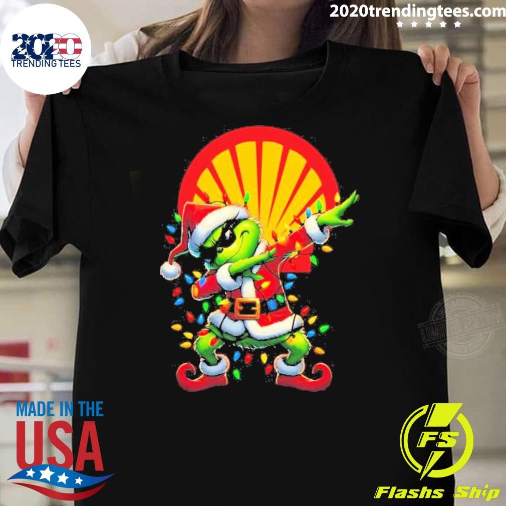 Top Santa Grinch Dabbing Shell Merry Christmas 2024 Light T-shirt