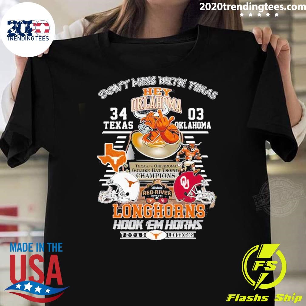 Top Texas LongHorns 34-03 Oklahoma Golden Hat Champions Score T-shirt