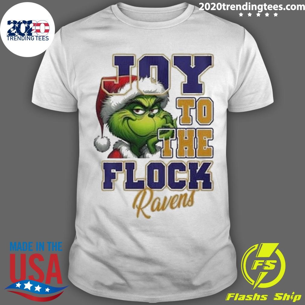 Awesome Baltimore Ravens Merry Christmas The Grinch Joy To The Flock 2024 T-shirt