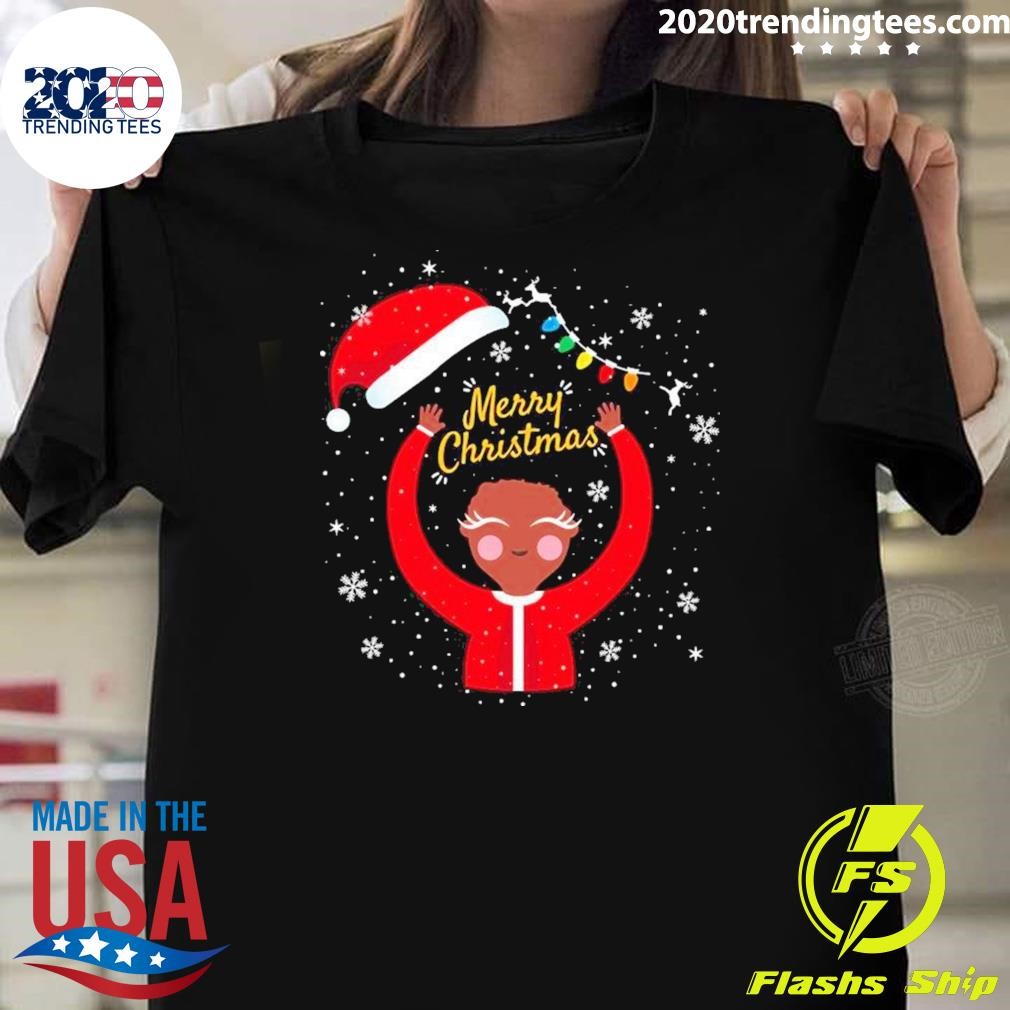 Awesome Black Girl Santa Claus Christmas Vuitino 2024 T-shirt