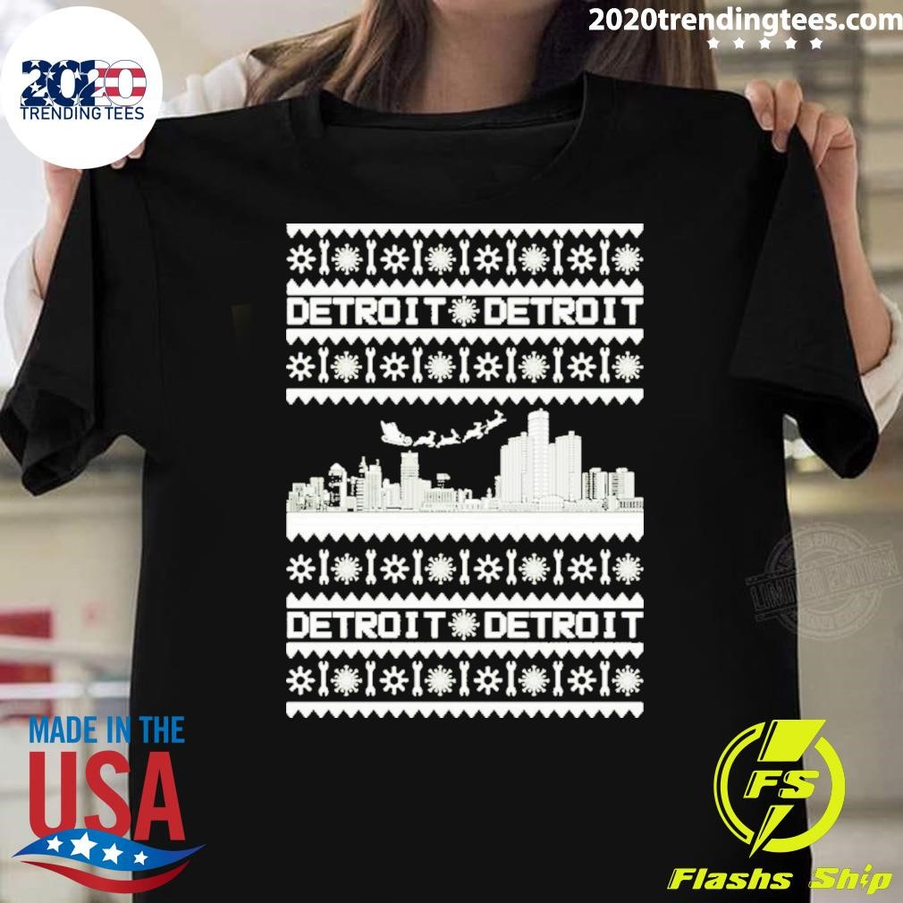 Awesome Detroit Skyline Christmas T-T-Shirt