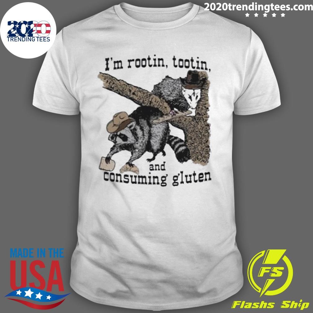 Awesome I’m Rootin Tootin And Consuming Gluten Raccoon And Rat T-Shirt