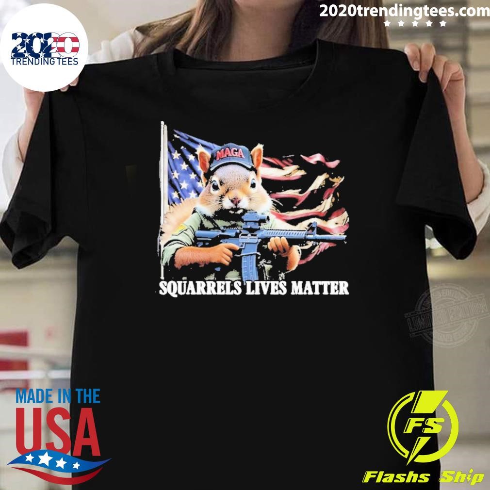 Awesome Peanut Squirrel Trump Squirrel Lives Matter Squirrel With Gun 2024 T-shirt