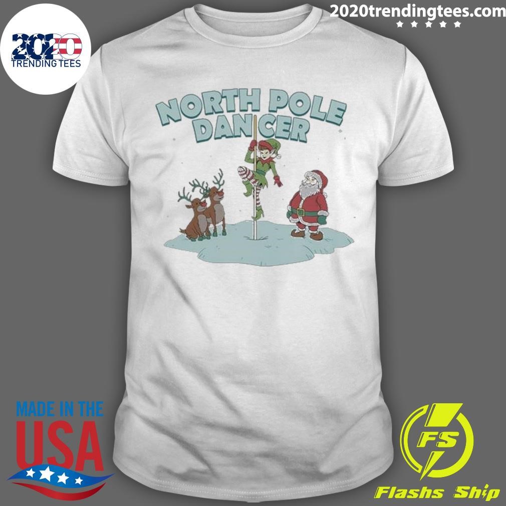 Awesome Santa And Elf Reindeer North Pople Dancer Sleigh Christmas 2024 T-shirt