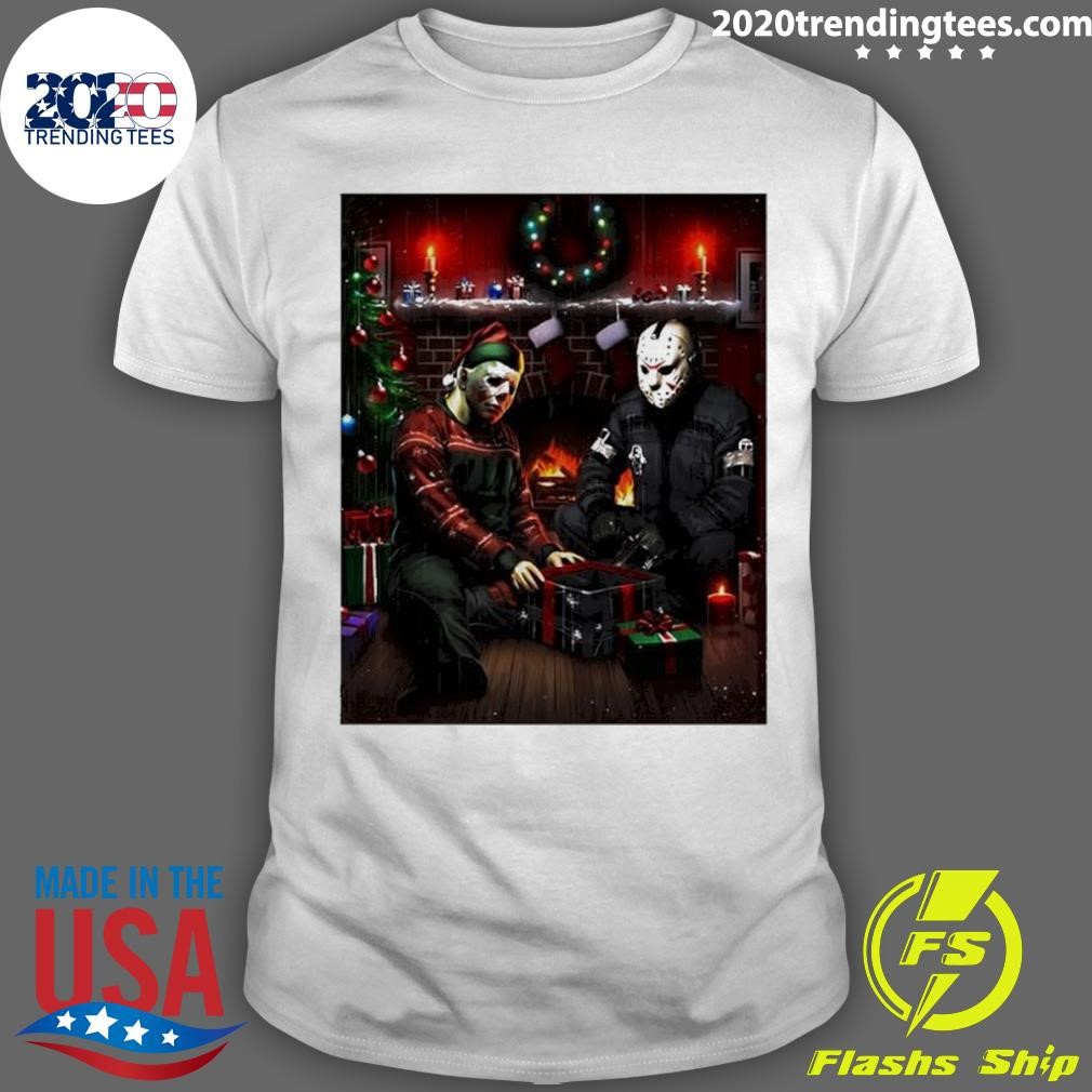 Awesome Voorhees And Myers Christmas Horror Christmas 2024 T-shirt