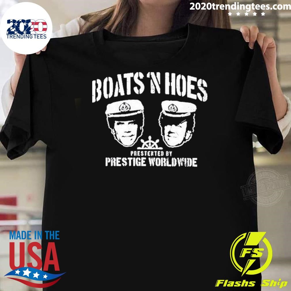 Best Christina Applegate Wearing Boats ‘N Hoes Prestige Worldwide Step Brothers T-shirt