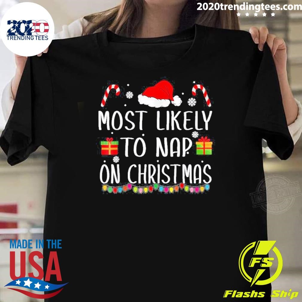 Best Likely To Nap On Christmas Family Matching 2024 T-shirt