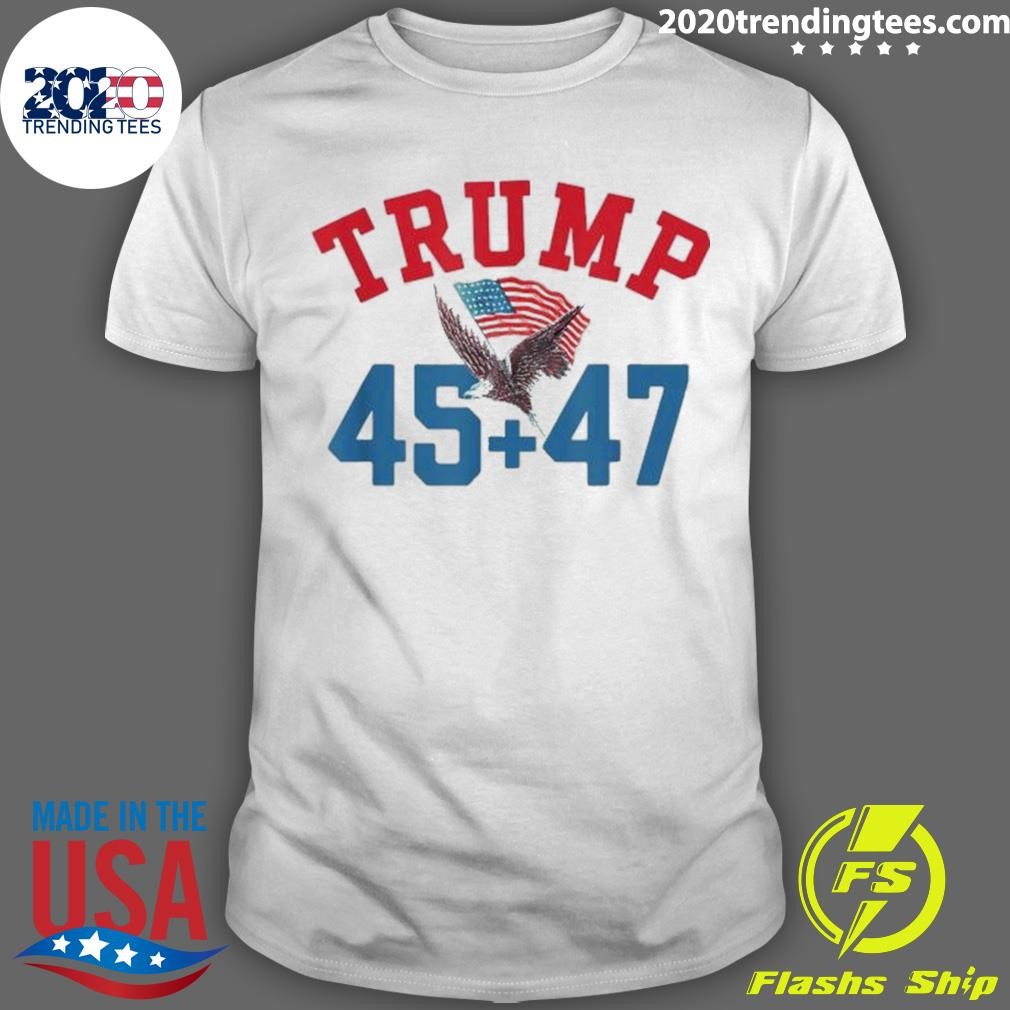 Best Patriotic Trump 45 And 47 Victory Winner Won Patriotic Flag T-Shirt