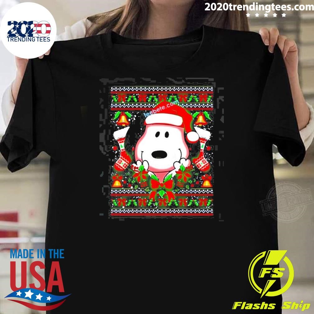 Best Peanuts Snoopy Face Christmas Ugly Pattern T-shirt