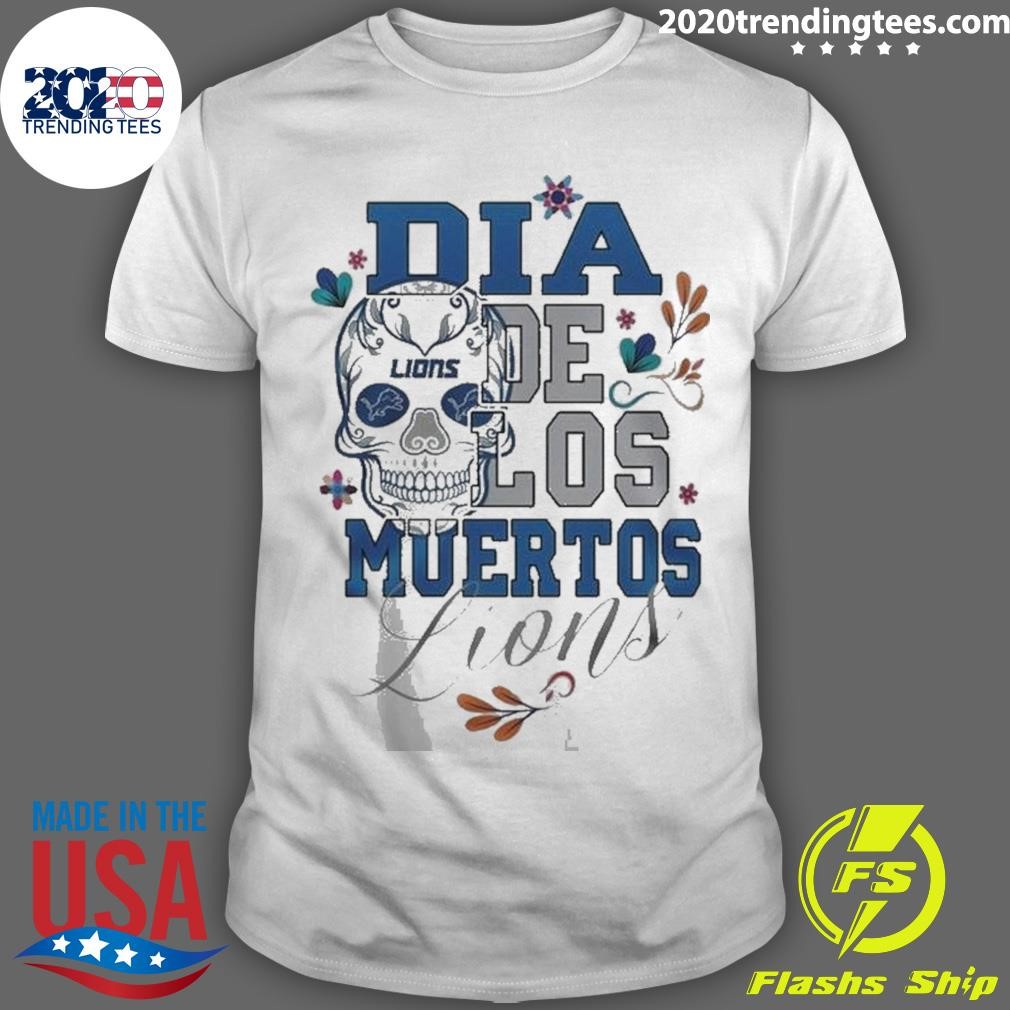 Best Skull Detroit Lions Football Dia De Los Muertos T-shirt