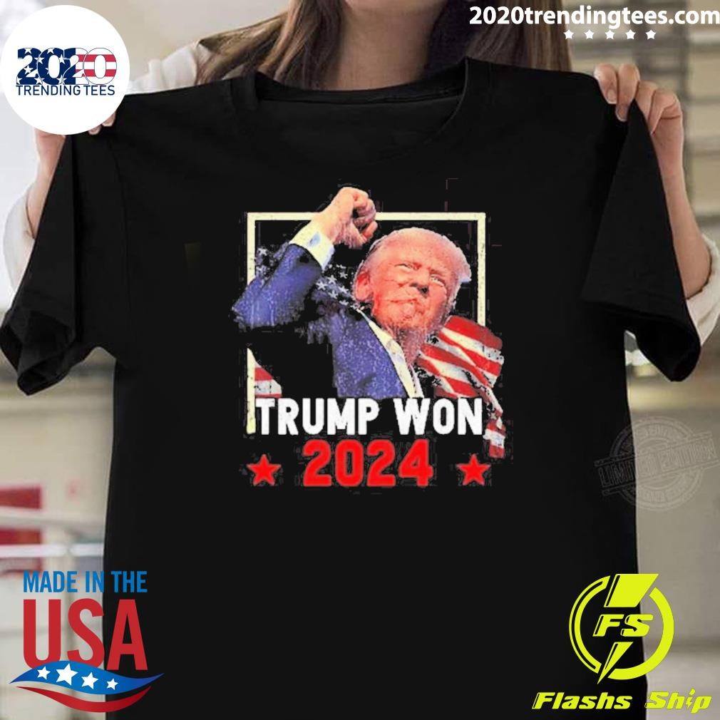 Best Trump Won 2024 Election President 47th American Flag T-shirt