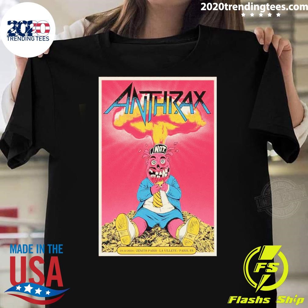 Funny Anthrax Nov 29 2024 Zenith Paris-La Villette in Paris France Tour T-shirt