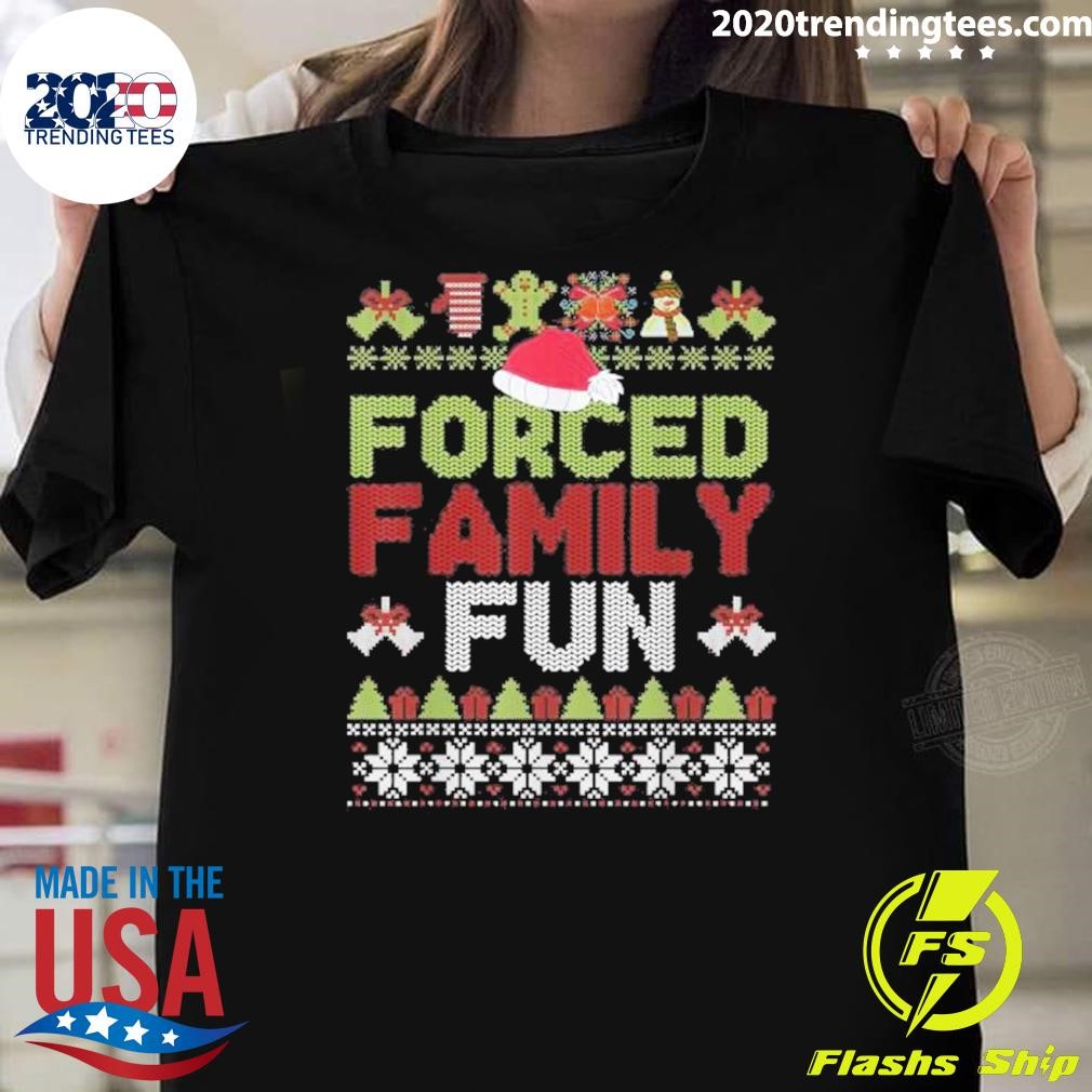 Funny Forced Family Fun Sarcastic Christmas Pajama 2024 T-Shirt