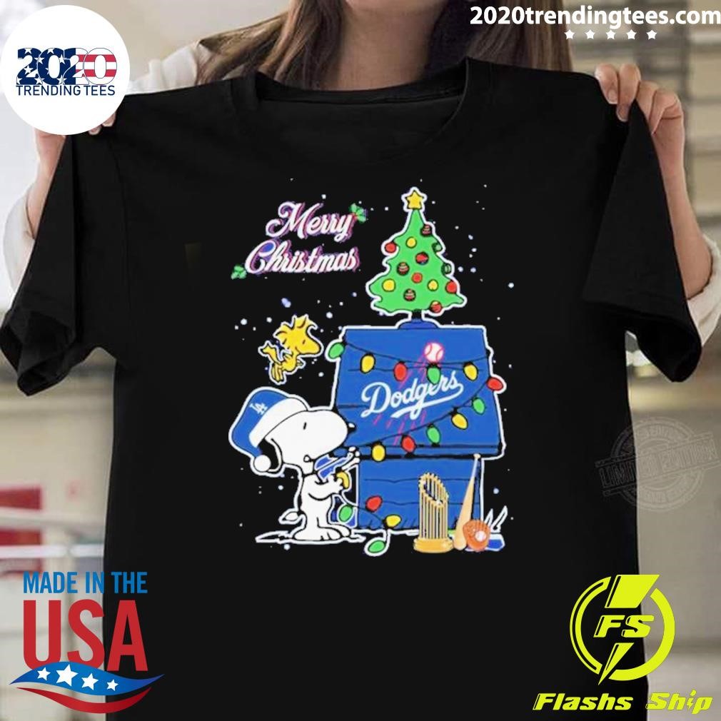 Funny Los Angeles Dodgers x Snoopy Merry Christmas 2024 T-Shirt