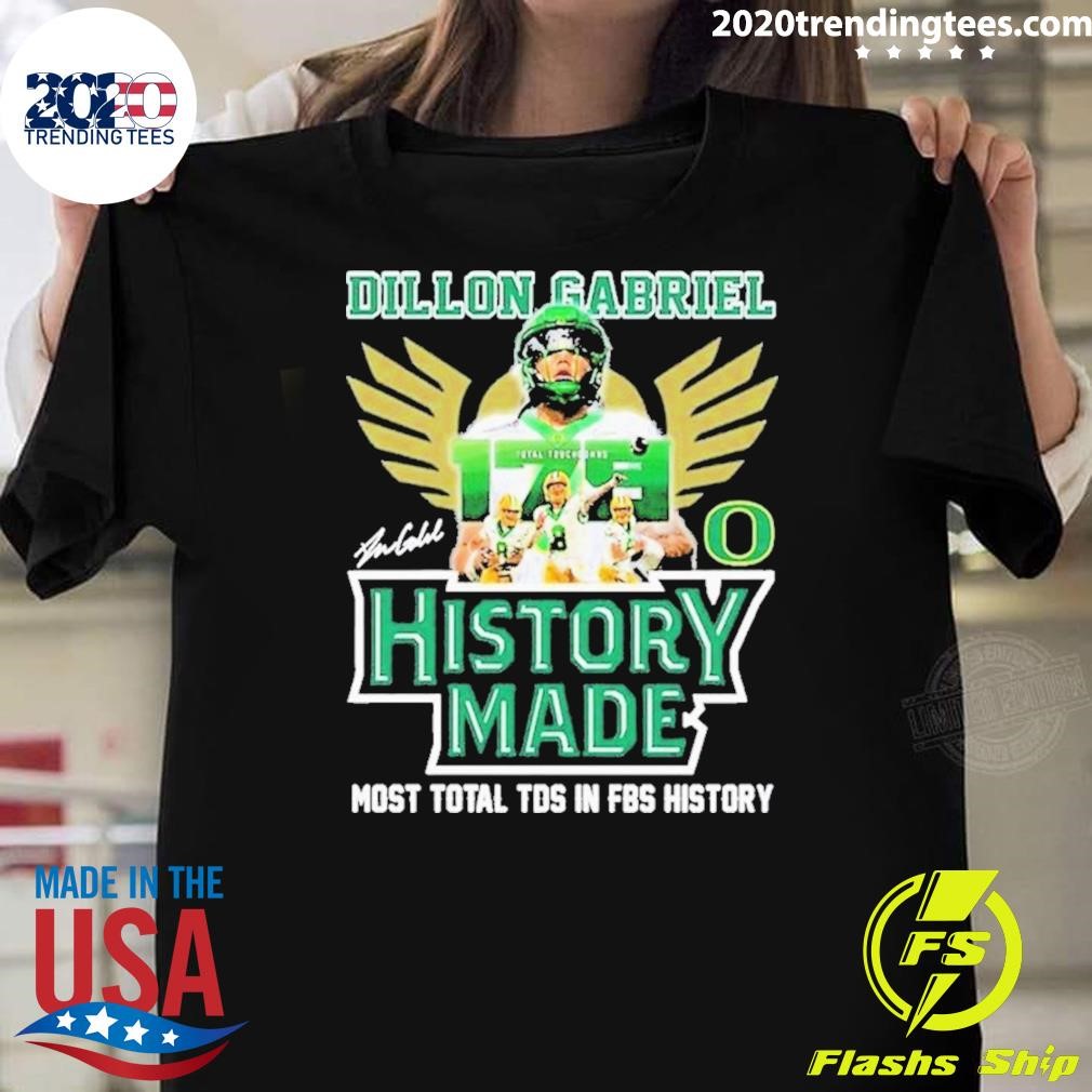 Nice Dillon Gabriel x Oregon Ducks FBS Touchdown Record-Breaker 2024 T-Shirt