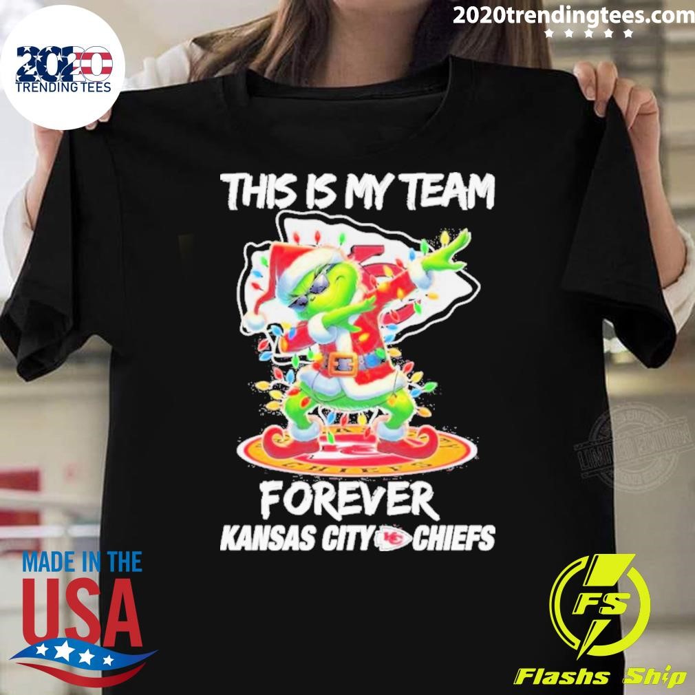 Nice Grinch Dabbing This Is My Team Forever Kansas City Chiefs Christmas T-Shirt