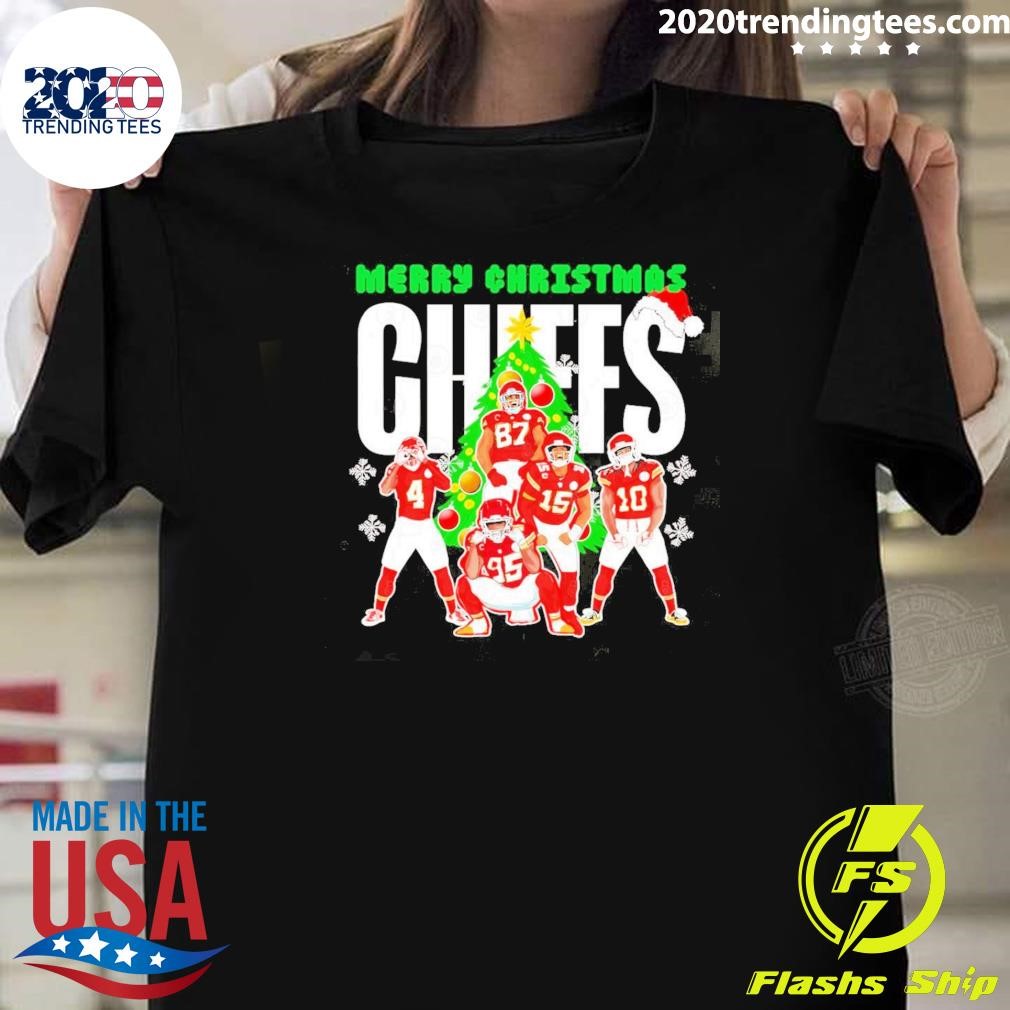 Nice Merry Christmas Kansas City Chiefs Players Christmas Tree 2024 Sweater T-shirt