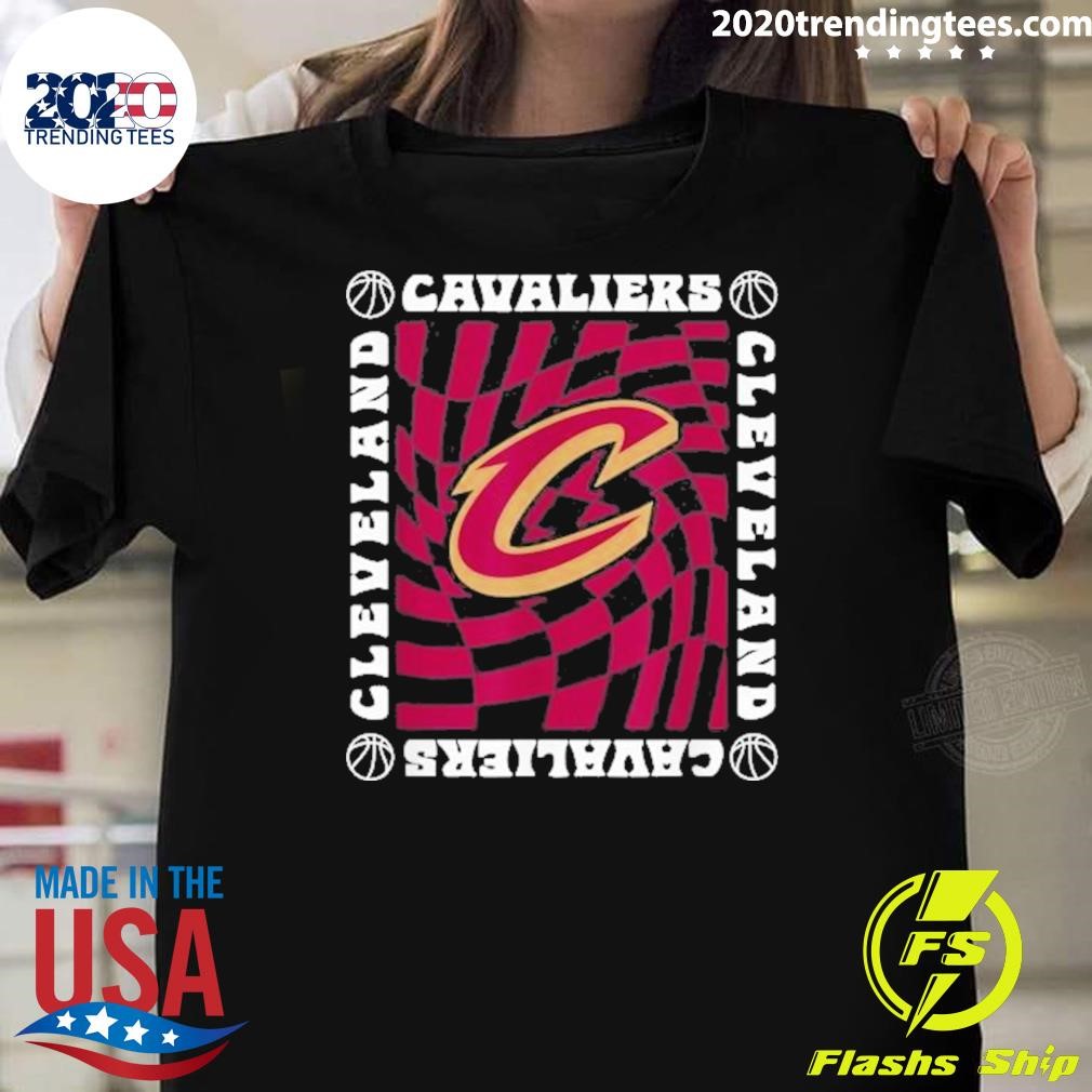 Nice Nba Cleveland Cavaliers Retro Checkerboard Wave T-Shirt