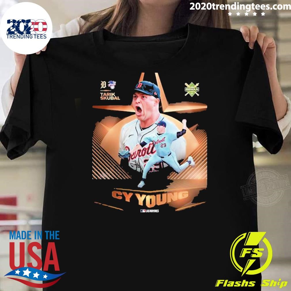 Nice Tarik Skubal Detroit Tigers Cy Young Bbwaa Las Mayores T-T-Shirt